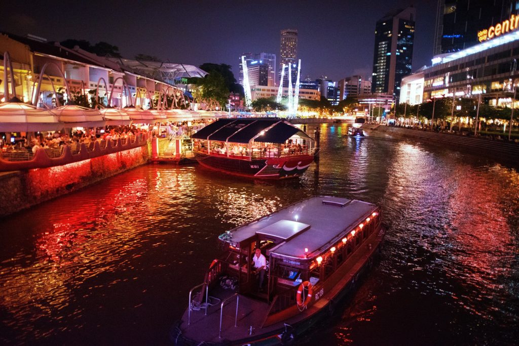 Night scene of Clarke Quay at the Singapore River
